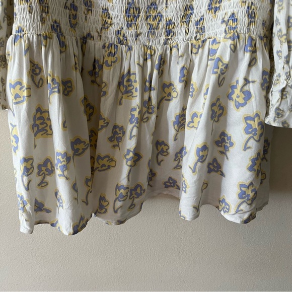 French Connection Square Neck Smock Top XL Floral Prairie Boho Western Flirty - Picture 10 of 12